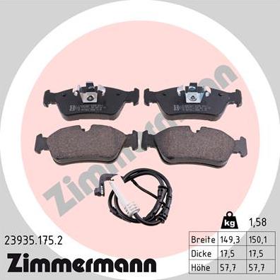 Zimmermann 23935.175.2 - Juego de pastillas de freno parts5.com