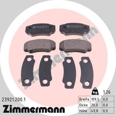 Zimmermann 23921.200.1 - Sada brzdových platničiek kotúčovej brzdy parts5.com