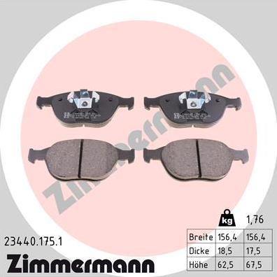 Zimmermann 23440.175.1 - Juego de pastillas de freno parts5.com