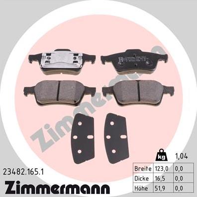 Zimmermann 23482.165.1 - Fékbetétkészlet, tárcsafék parts5.com