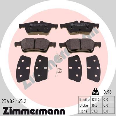 Zimmermann 23482.165.2 - Fren balata seti, diskli fren parts5.com