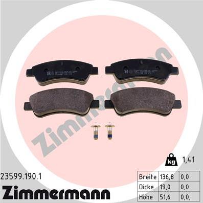 Zimmermann 23599.190.1 - Komplet kočnih obloga, disk kočnica parts5.com