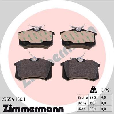 Zimmermann 23554.150.1 - Bremsbelagsatz, Scheibenbremse parts5.com