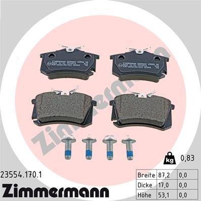 Zimmermann 23554.170.1 - Sada brzdových platničiek kotúčovej brzdy parts5.com