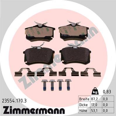 Zimmermann 23554.170.3 - Komplet pločica, disk-kočnica parts5.com