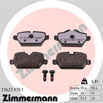 Zimmermann 23623.970.1 - Juego de pastillas de freno parts5.com