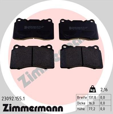 Zimmermann 23092.155.1 - Juego de pastillas de freno parts5.com