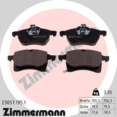 Zimmermann 23057.195.1 - Brake Pad Set, disc brake parts5.com