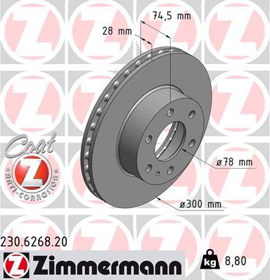 Zimmermann 230.6268.20 - Спирачен диск parts5.com