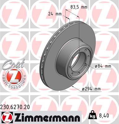 Zimmermann 230.6270.20 - Спирачен диск parts5.com