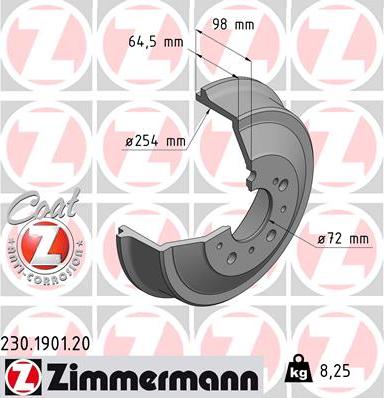 Zimmermann 230.1901.20 - Brzdový bubon parts5.com