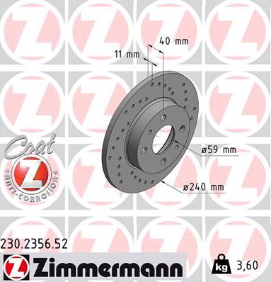 Zimmermann 230.2356.52 - Disco de freno parts5.com