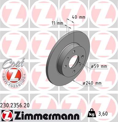 Zimmermann 230.2356.20 - Disco de freno parts5.com