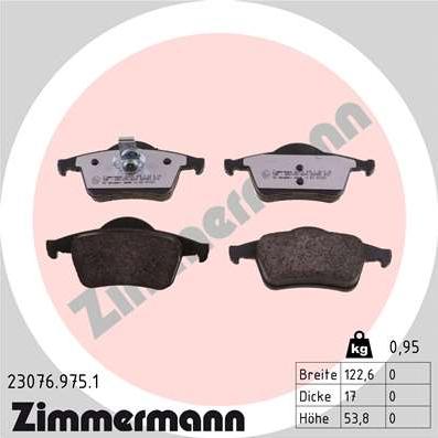 Zimmermann 23076.975.1 - Komplet zavornih oblog, ploscne (kolutne) zavore parts5.com