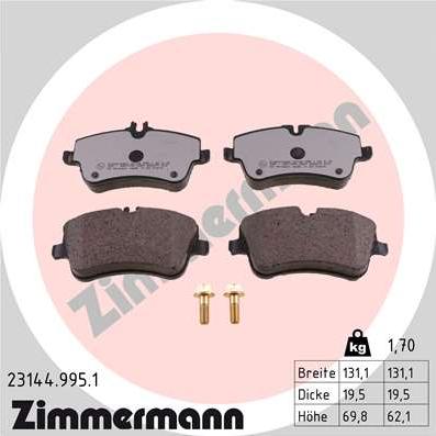 Zimmermann 23144.995.1 - Brake Pad Set, disc brake parts5.com