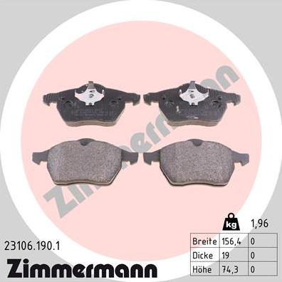 Zimmermann 23106.190.1 - Fékbetétkészlet, tárcsafék parts5.com