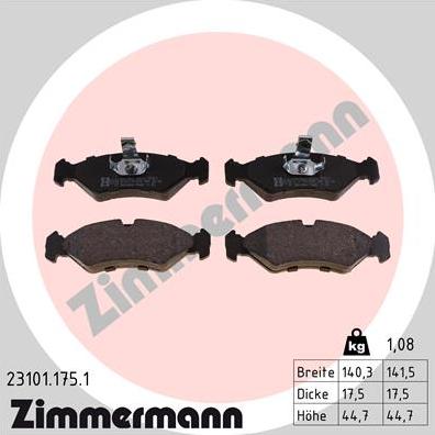 Zimmermann 23101.175.1 - Juego de pastillas de freno parts5.com