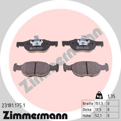 Zimmermann 23181.175.1 - Juego de pastillas de freno parts5.com