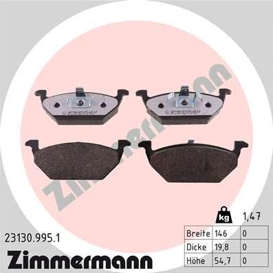 Zimmermann 23130.995.1 - Brake Pad Set, disc brake parts5.com