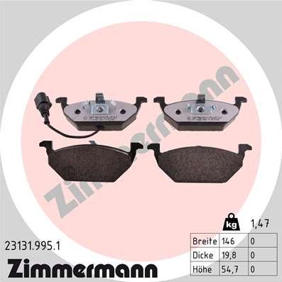 Zimmermann 23131.995.1 - Juego de pastillas de freno parts5.com