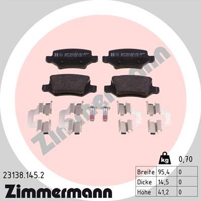 Zimmermann 23138.145.2 - Komplet pločica, disk-kočnica parts5.com