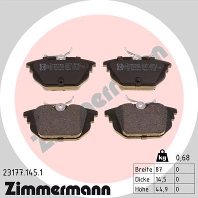 Zimmermann 23177.145.1 - Juego de pastillas de freno parts5.com