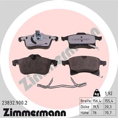 Zimmermann 23832.900.2 - Zestaw klocków hamulcowych, hamulce tarczowe parts5.com