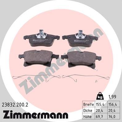 Zimmermann 23832.200.2 - Brake Pad Set, disc brake parts5.com