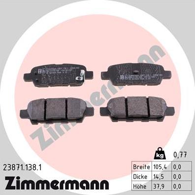 Zimmermann 23871.138.1 - Set placute frana,frana disc parts5.com