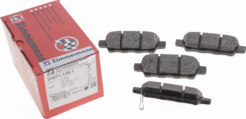 Zimmermann 23871.138.1 - Fékbetétkészlet, tárcsafék parts5.com