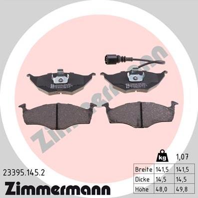 Zimmermann 23395.145.2 - Juego de pastillas de freno parts5.com