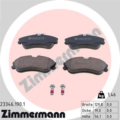 Zimmermann 23346.190.1 - Sada brzdových destiček, kotoučová brzda parts5.com