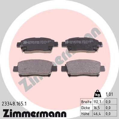 Zimmermann 23348.165.1 - Set placute frana,frana disc parts5.com