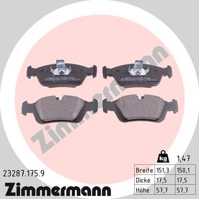 Zimmermann 23287.175.9 - Set placute frana,frana disc parts5.com