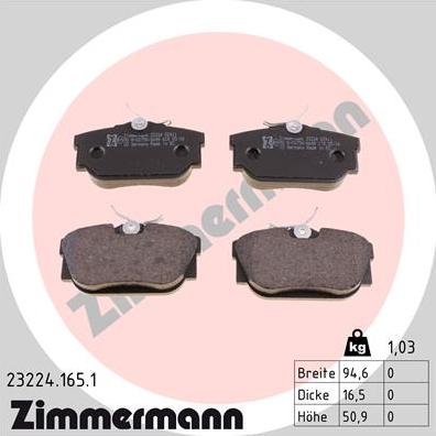 Zimmermann 23224.165.1 - Juego de pastillas de freno parts5.com