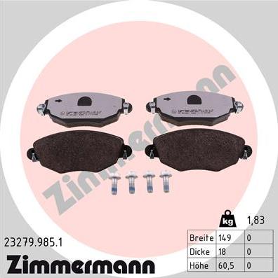 Zimmermann 23279.985.1 - Set placute frana,frana disc parts5.com