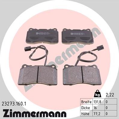 Zimmermann 23273.160.1 - Juego de pastillas de freno parts5.com