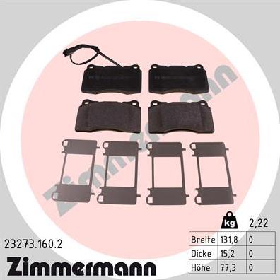 Zimmermann 23273.160.2 - Juego de pastillas de freno parts5.com