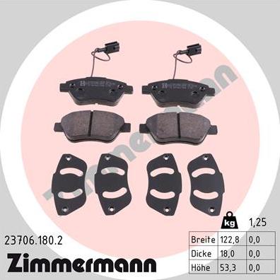 Zimmermann 23706.180.2 - Komplet kočnih obloga, disk kočnica parts5.com