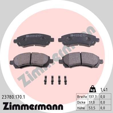 Zimmermann 23780.170.1 - Juego de pastillas de freno parts5.com