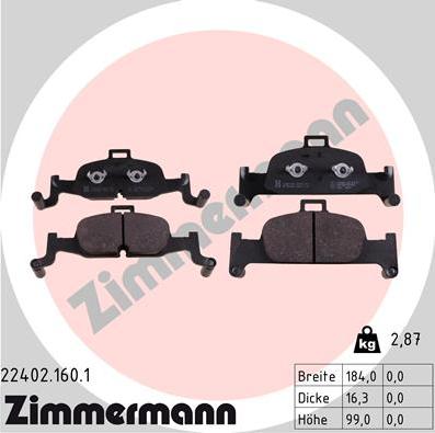 Zimmermann 22402.160.1 - Set placute frana,frana disc parts5.com