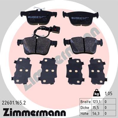 Zimmermann 22601.165.2 - Set placute frana,frana disc parts5.com