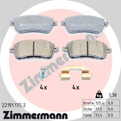 Zimmermann 22191.175.2 - Brake Pad Set, disc brake parts5.com