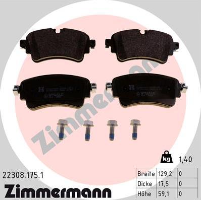 Zimmermann 22308.175.1 - Juego de pastillas de freno parts5.com