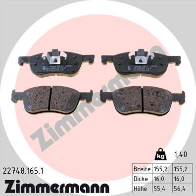 Zimmermann 22748.165.1 - Set placute frana,frana disc parts5.com