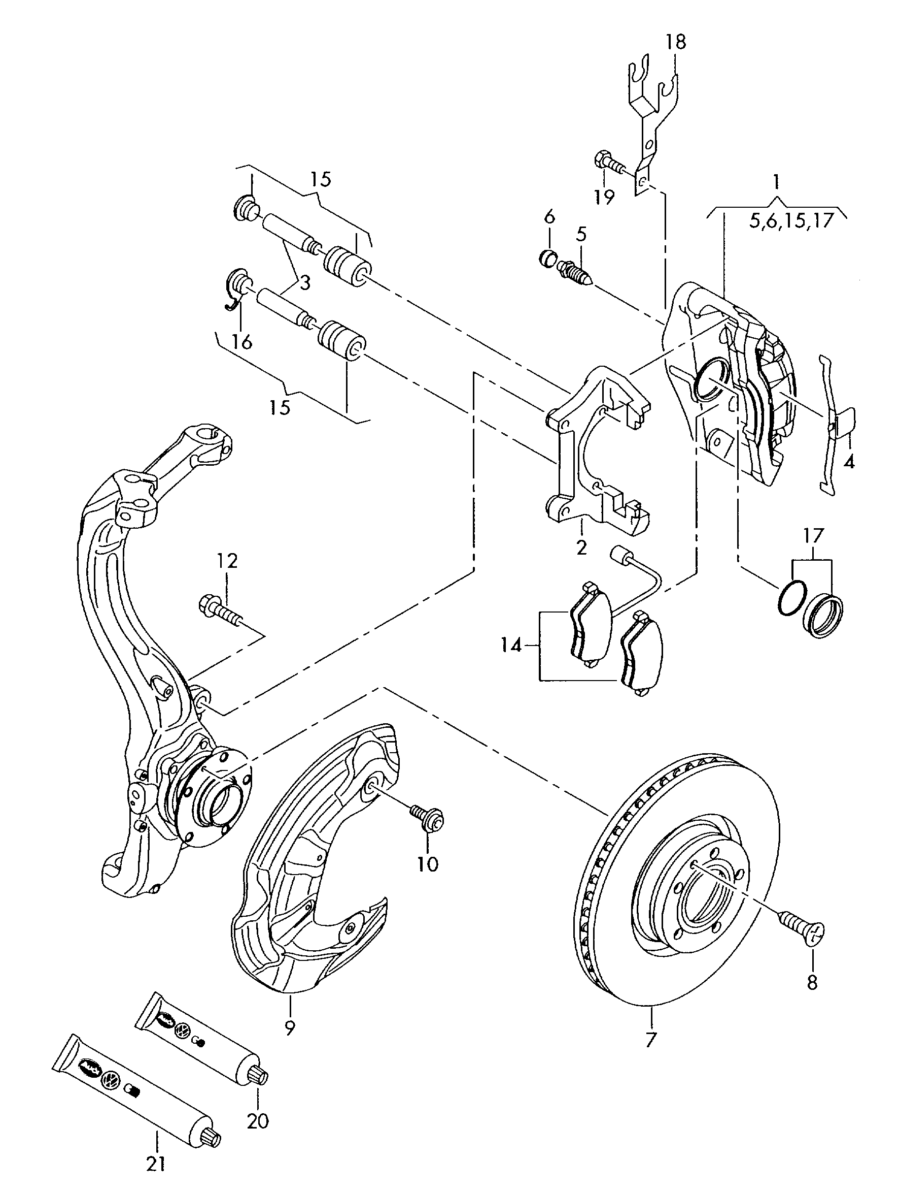 Skoda 4F0615123 - Brake caliper housing parts5.com