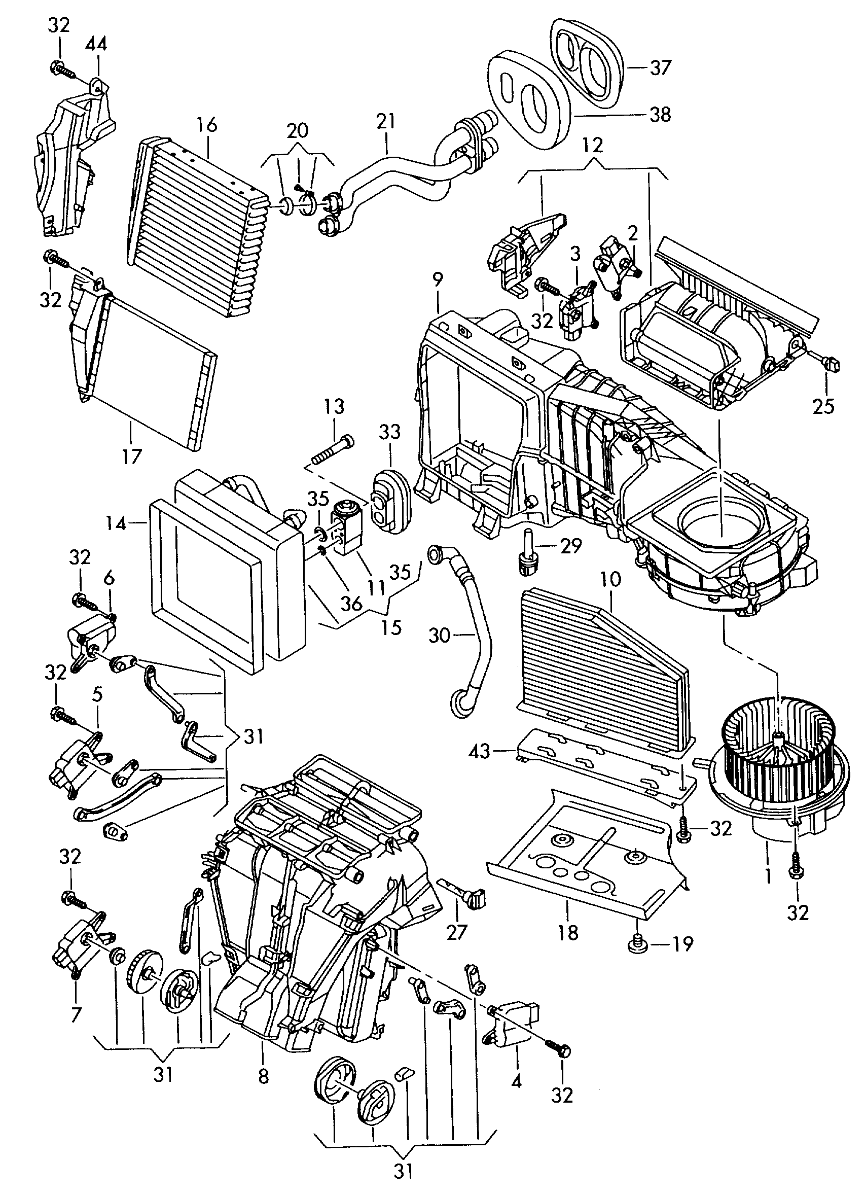 Seat 1K0 819 031 E - Wymiennik ciepła, ogrzewanie wnętrza parts5.com