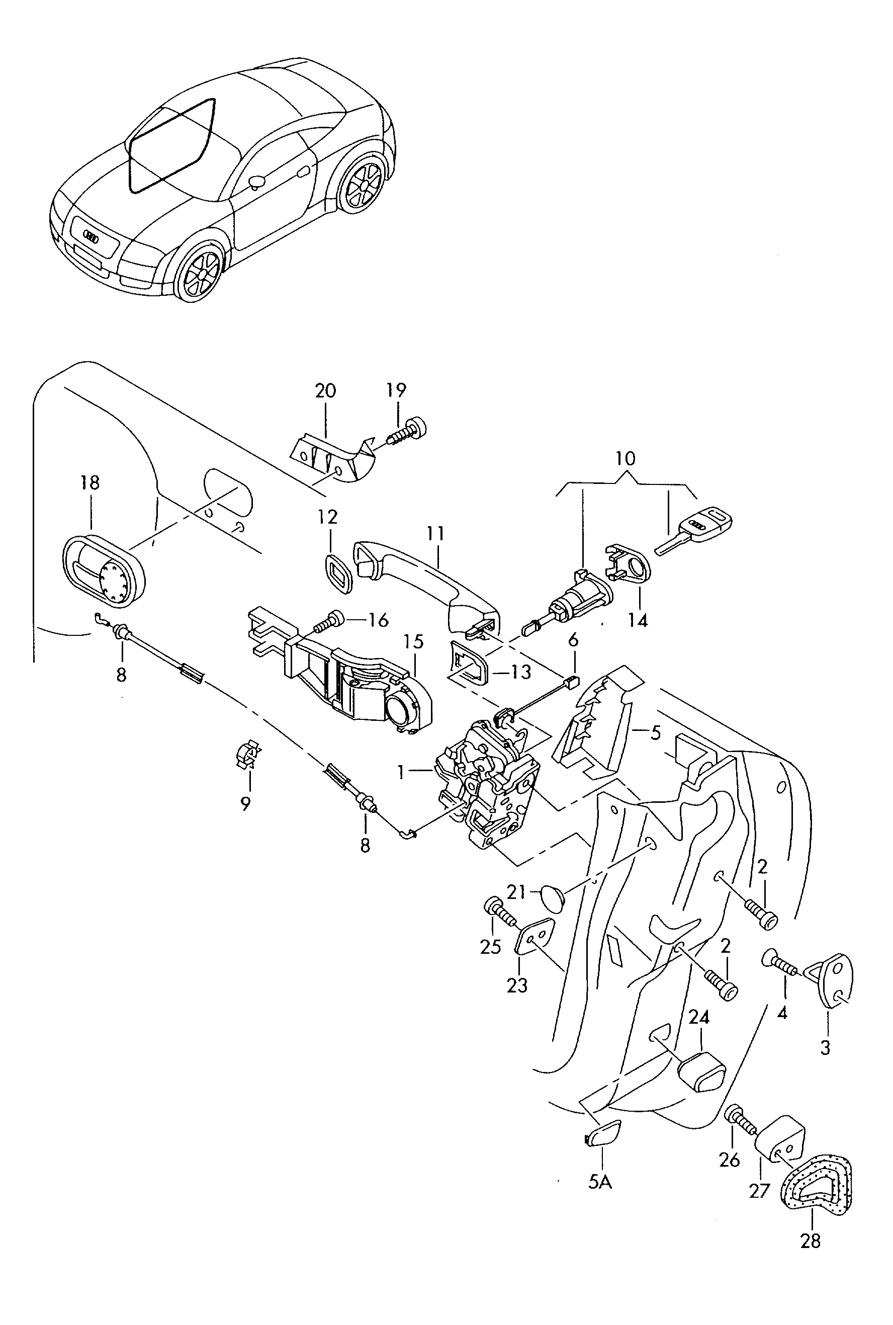 VW 8N1837015B - Door Lock parts5.com