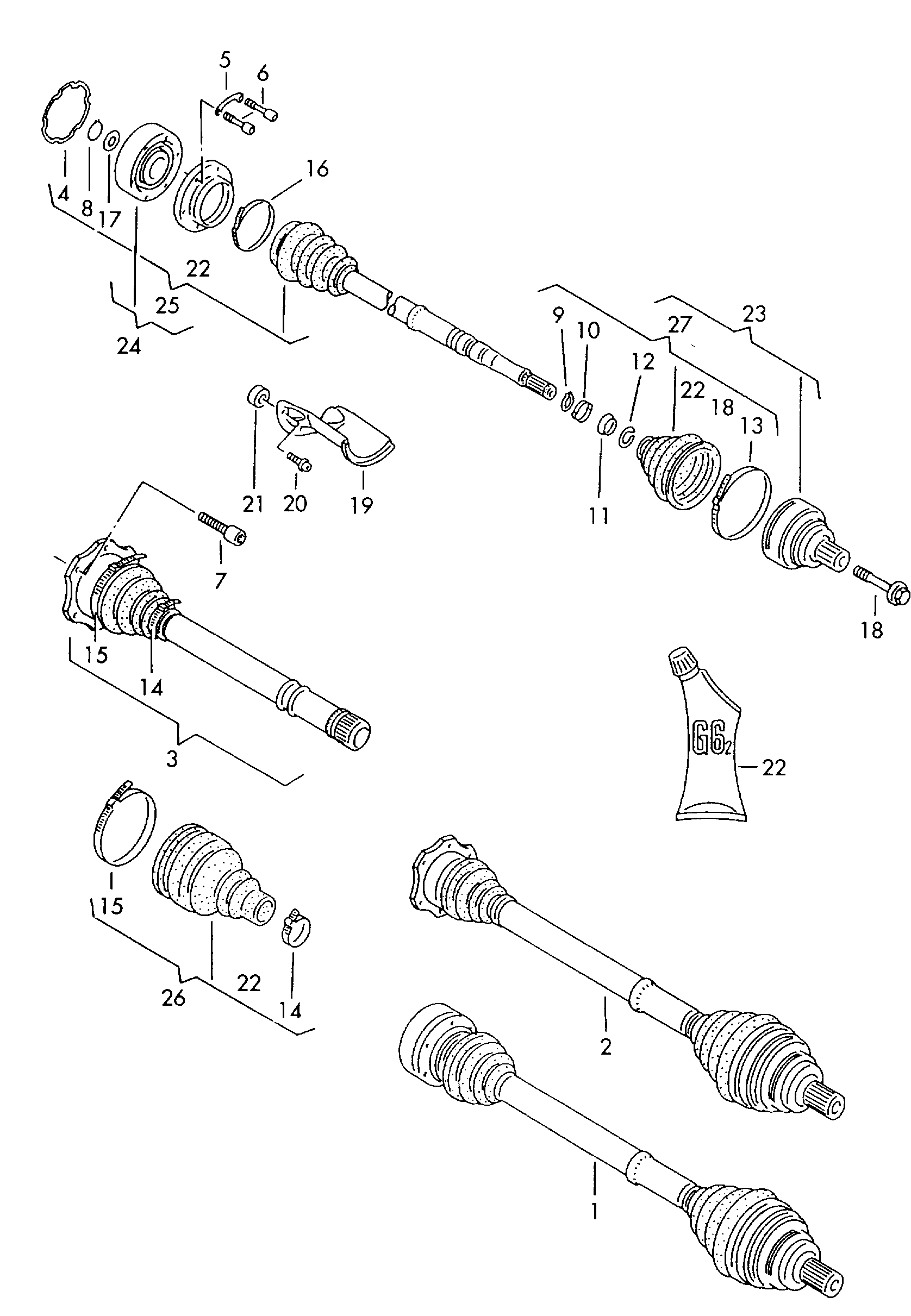 AUDI 893 498 099 GX - Zgibni lezaj, pogonska gred parts5.com