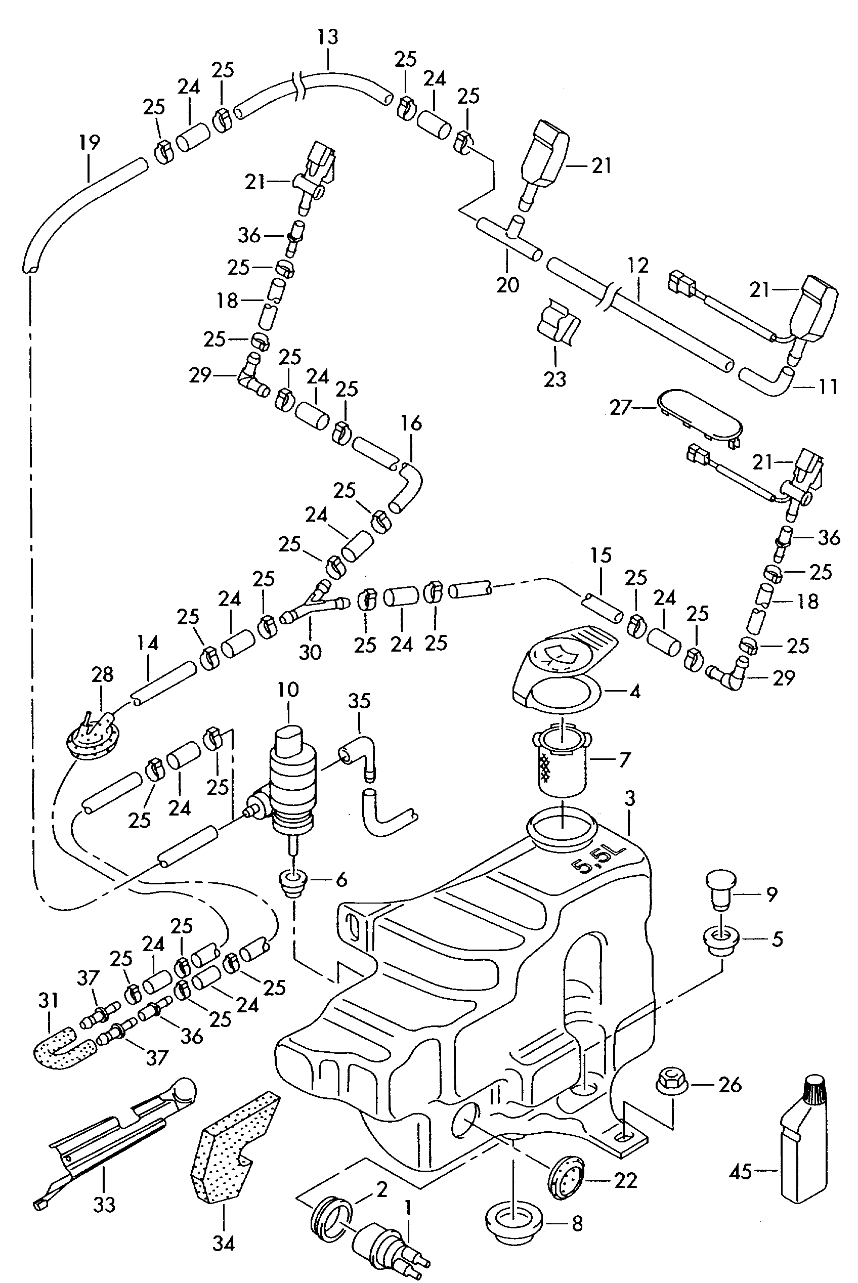 VW 8E0955465A - Tesnilo, crpalka ta tekocino za pranje / posoda za tek. za pr. parts5.com